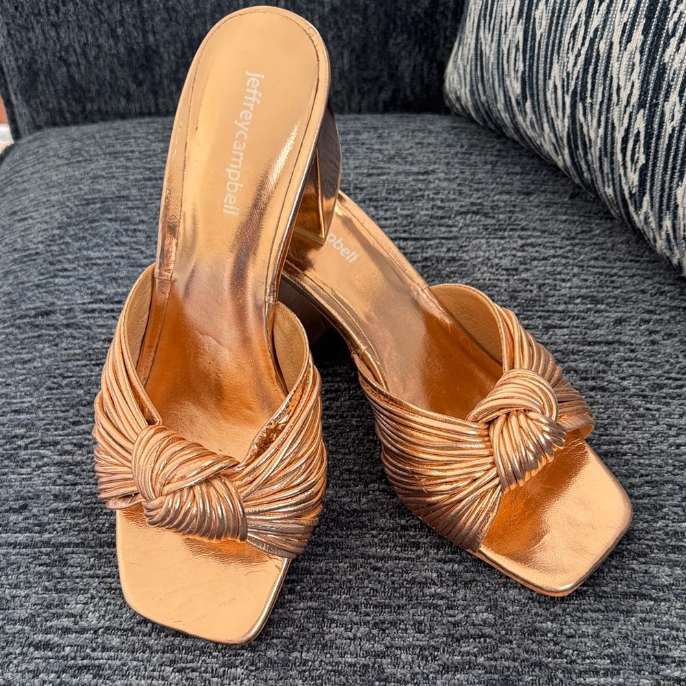 Jeffrey Campbell Metallic Bronze Mules